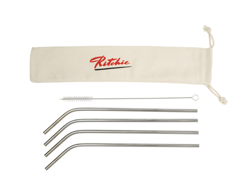4 metal straws + brush in a bag