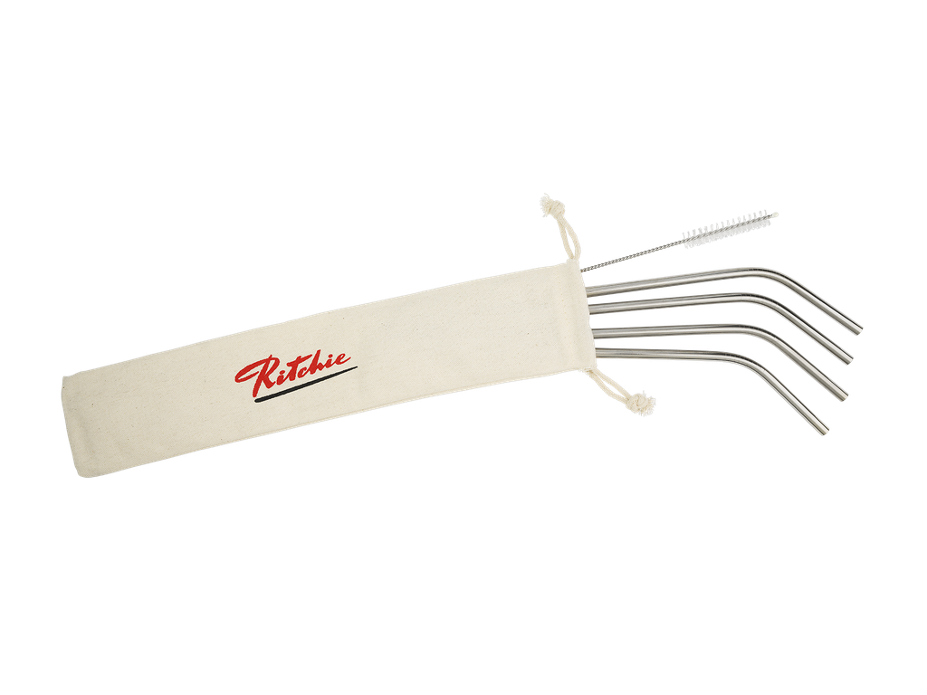 4 metal straws + little brush